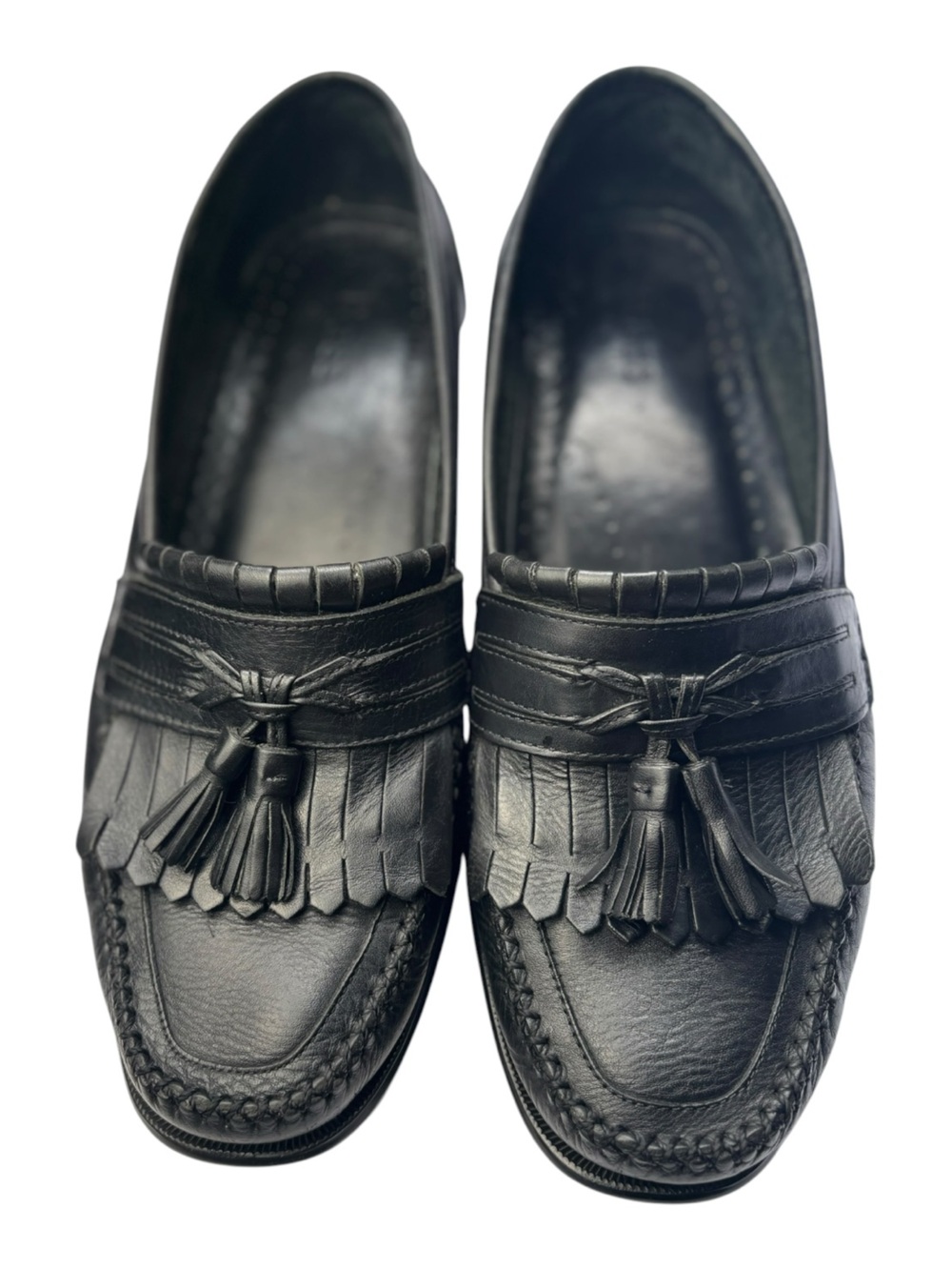 G.H. Bass Weejuns Mens 10.5 M Black Leather Kiltie Tassle Loafer Moc Toe Slip On - Picture 3 of 12